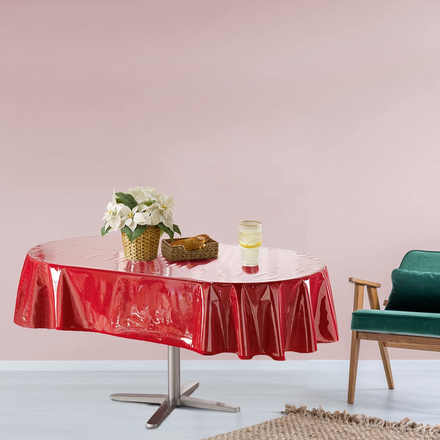 FeelingWarm Clear Table Protector - Oval Clear Vinyl Tablecloth Cover Transparent Plastic Kitchen Waterproof Protector 60x 90 Inch, Oval