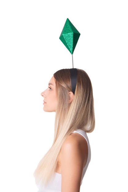 Cosplaya Diamond Shape Costume for Women Mens Headband Adult Hat Headpiece Green Halloween Cosplay Accessories