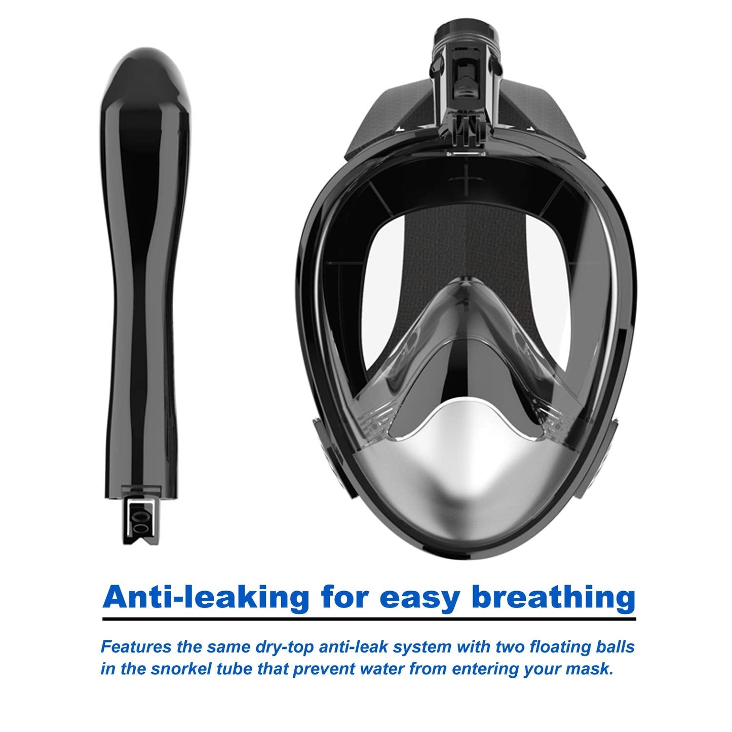 Jwintee Full Face Snorkel Mask, Diving Mask for Kids and Adults,180° Panoramic View Snorkel Mask with Camera Mount, Safe Breathing, Anti-Leak&Anti-Fog