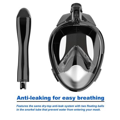 Jwintee Full Face Snorkel Mask, Diving Mask for Kids and Adults,180° Panoramic View Snorkel Mask with Camera Mount, Safe Breathing, Anti-Leak&Anti-Fog