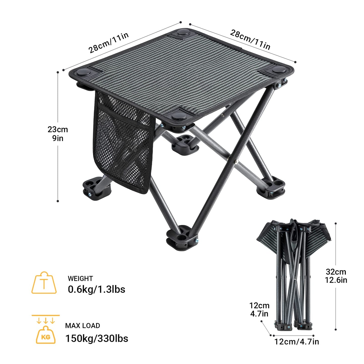 KingCamp 2 Pack Camping Stool Small Portable Folding Stool Mini Lightweight Backpacking Chair for Outdoor Camping Hiking Fishing Traveling Picnic