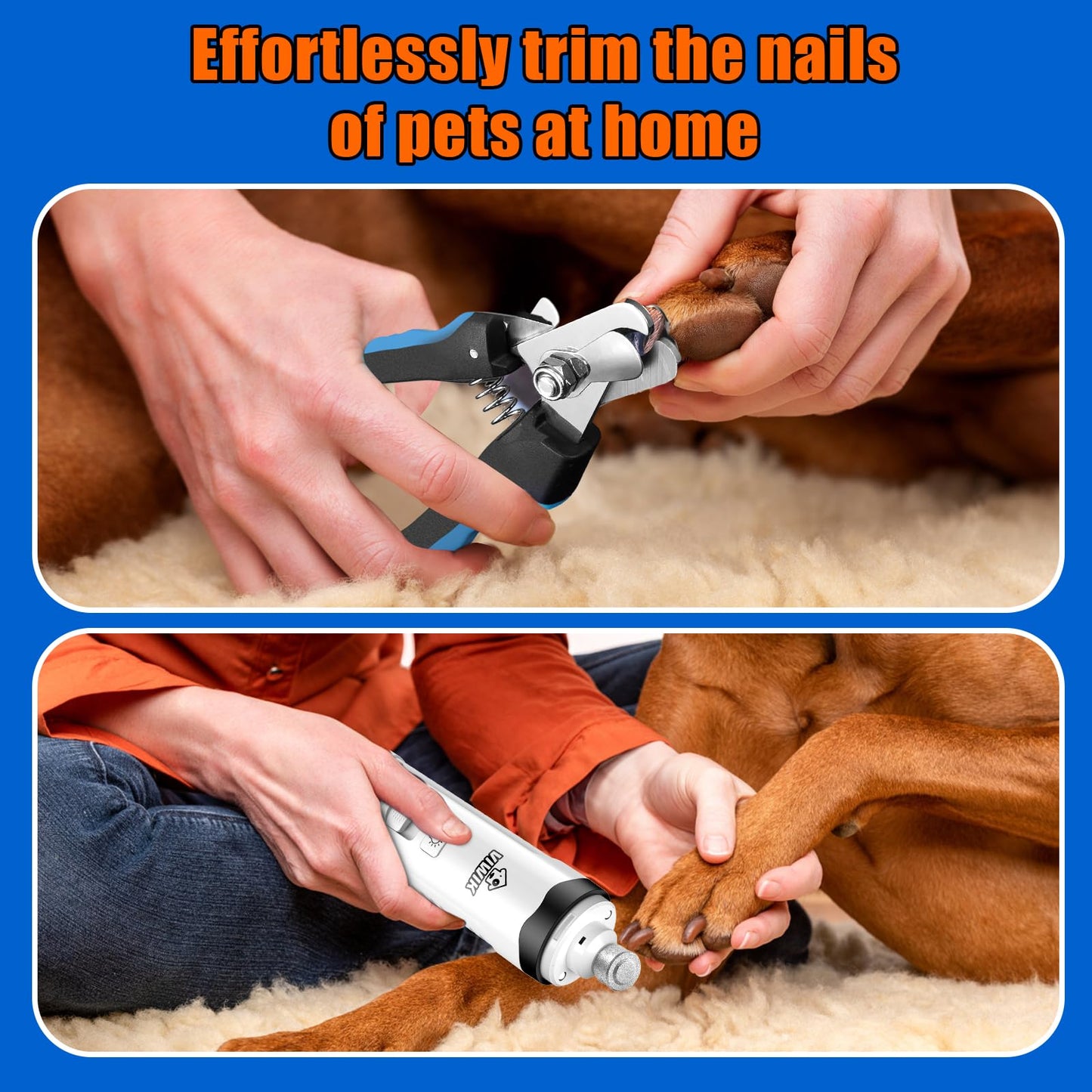 VIWIK Dog Nail Trimmers with Light, Cat Dog Nail Clippers, Dog Nail Grinder Quiet for Large Medium Small Dogs Paw & Cats Claw, Electric 2-Speed Pet Toenail Grooming Supplies, Gifts for Dog Lovers.