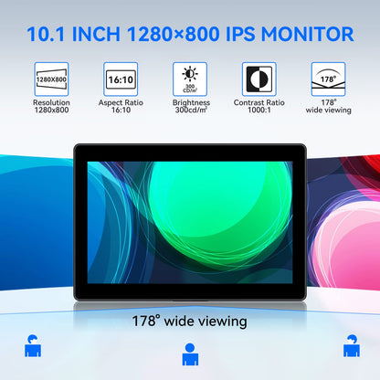 Eyoyo 10 Inch Touchscreen Monitor, Raspi Touch Screen, Small VGA AV HDMI Monitor, Portable IPS Display for CCTV DVD PC Laptop POS Systems with Speakers