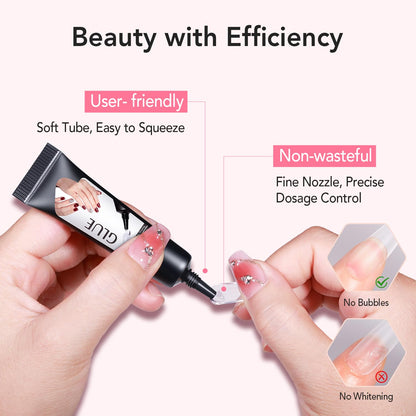 Curvlife Newly Upgraded Quick Drying 10g Semi Solid Nail Glue Gel with 10ml Remover Kit for Press On and Fake Acrylic Nails Tips, No Need for UV Lamp, Long Lasting