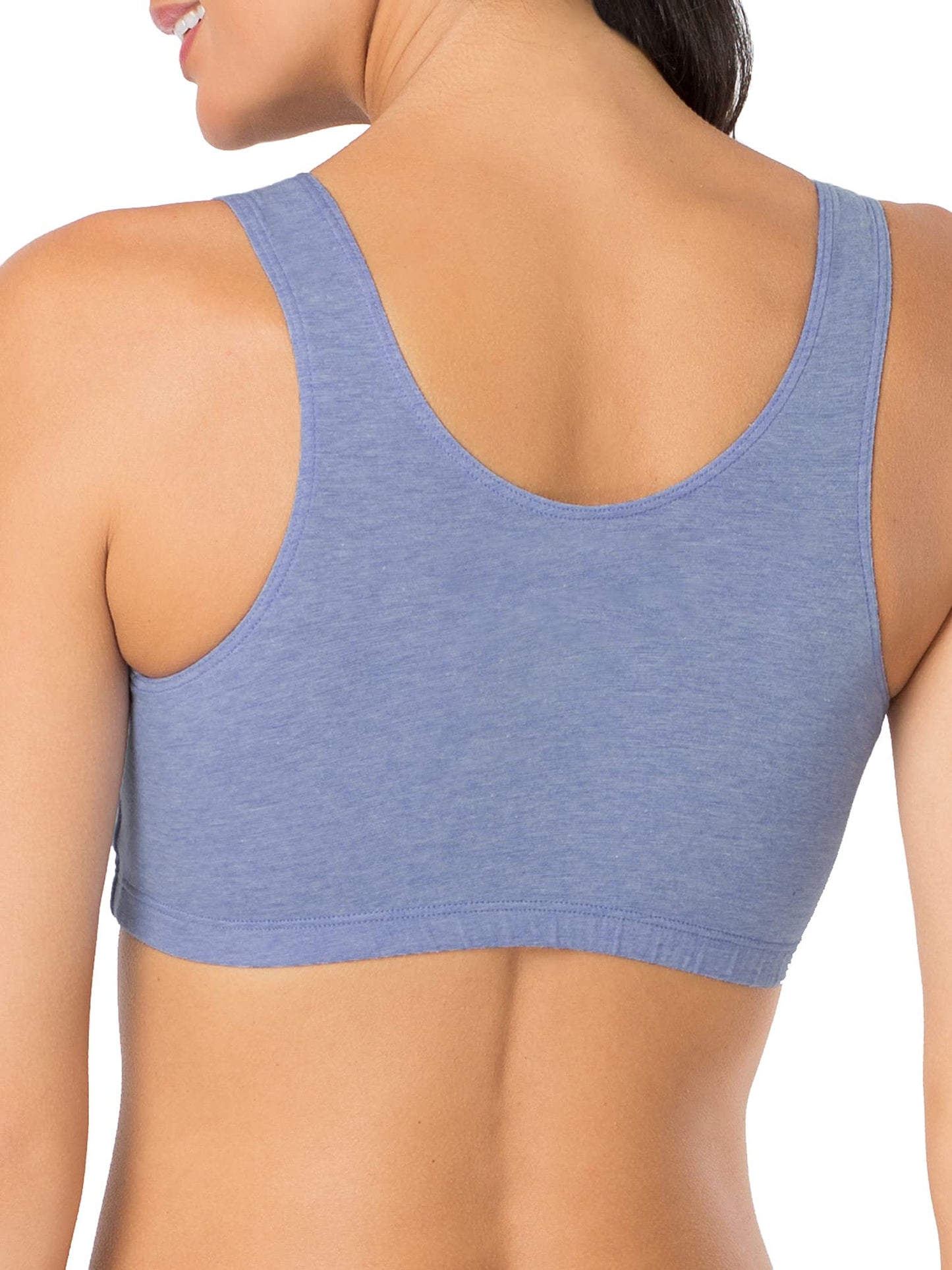 Fruit Of The Loom Womens Built Up Tank Style Value Pack Sports Bra, Heather Blue/White/Heather Grey/Heather Blue/White/Heather Grey 6-pack, 42 US