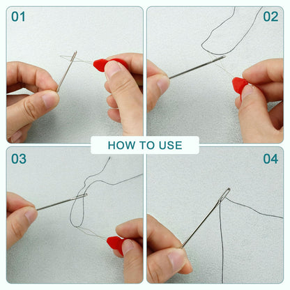 FIVEIZERO 80/40 PCS Large Eye Sewing Needles, 7 Sizes Sewing Sharp Needles, Leather Needle Embroidery Thread Needle, Stainless Steel Yarn Knitting Needles with Threaders for Handsewing Art Crafts