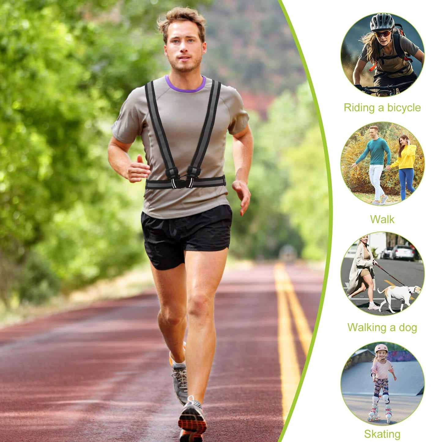 2 Pcs Reflective Vest Adjustable Reflective Running Gear Safety Vest Waist Belt Stripes Jacket High Visibility for Outdoor Jogging, Cycling, Walking, Safety Work, Motorcycle Riding and Running