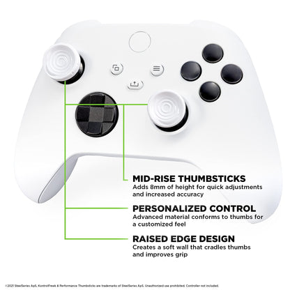 KontrolFreek CQC Rush for Xbox One and Xbox Series X Controller | Performance Thumbsticks | 2 Mid-Rise Concave | White