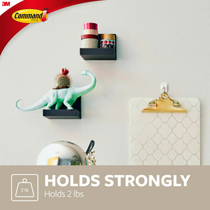 Command Display Ledges, Holds up to 2 lb, Slate, 2 Ledges with 8 Medium Command Strips, Damage Free Hanging Floating Shelf with Adhesive Strips, Personalize Living Room, Bedroom, Kids Room or Office