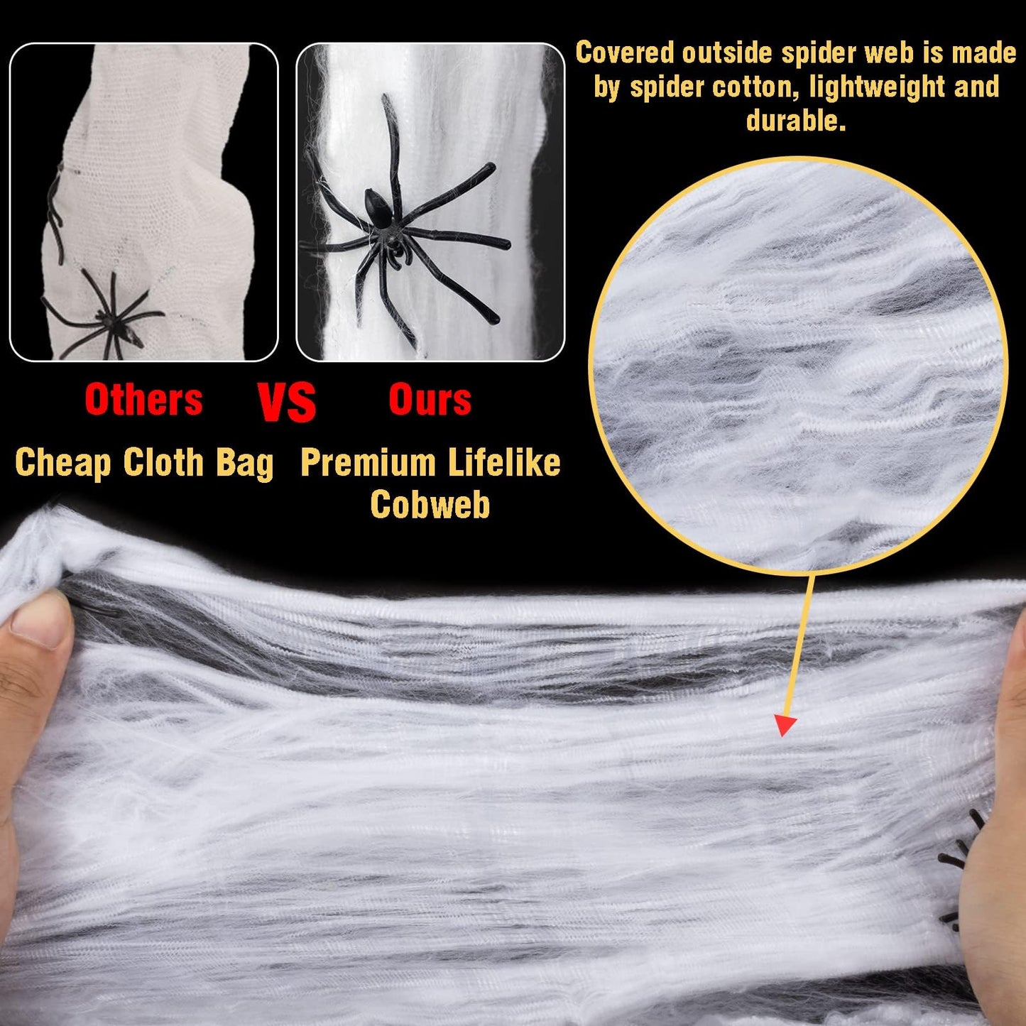 3pcs Halloween Spider Egg Sacs - 41 Inch Spider Egg Decoration with LED Lights for Yard, Lawn, Tree, Party, Indoor, Outdoor