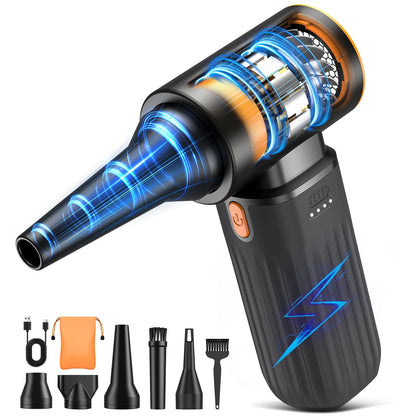Compressed Air Duster, 260000RPM Cordless Electric Air Blower with Brushless Motor, 3-Speed Adjustable & Rechargeable – Powerful Dust Cleaner for Keyboard, Computer, Car, Outdoor, Air Bed