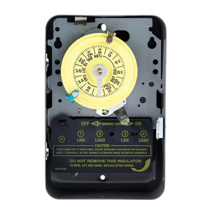 Intermatic T103 24-Hour Mechanical Timer Switch - 120V DPST, Indoor Metal Enclosure, Heavy-Duty Programmable Time Switch - 40A Load Control for Pumps, Lighting, HVAC, and Fans