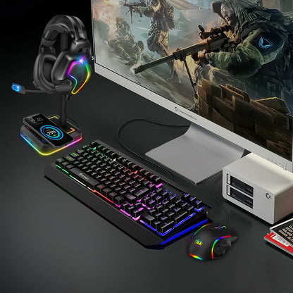 Headphone Stand with Wireless Charger Gaming Headset Holder with 10W/7.5W QI Charging Pad & 2 USB Charger Ports for Desktop PC Game Accessories