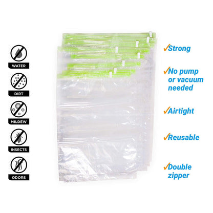 8 Space Saver Bags, No Vacuum Needed, Roll-Up Compression Packing, Travel Essentials, For Suitcases