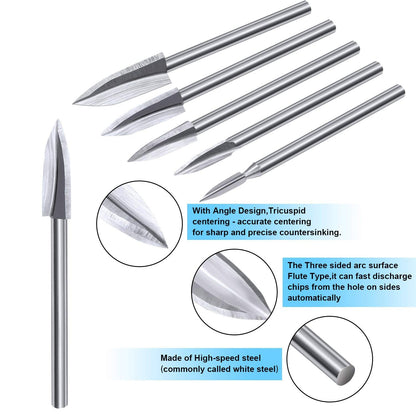 10 Pieces Wood Carving Drill bits Wood Engraving Tools Rotary Carving bits DIY Woodworking Drill Accessories