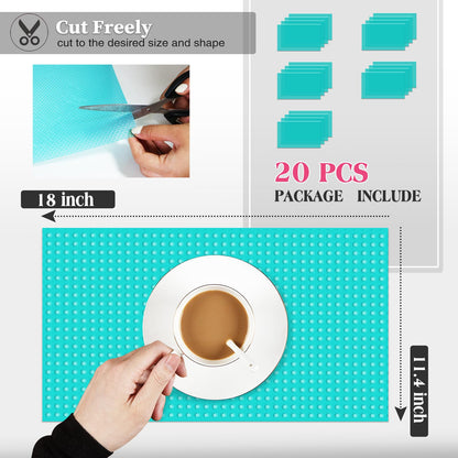 Daixers 20Pcs Refrigerator Liners, Washable Fridge Liner Shelf Mats Refrigerator Pads for Cupboard Cabinet Drawer Home Kitchen Accessories Organization (Blue)