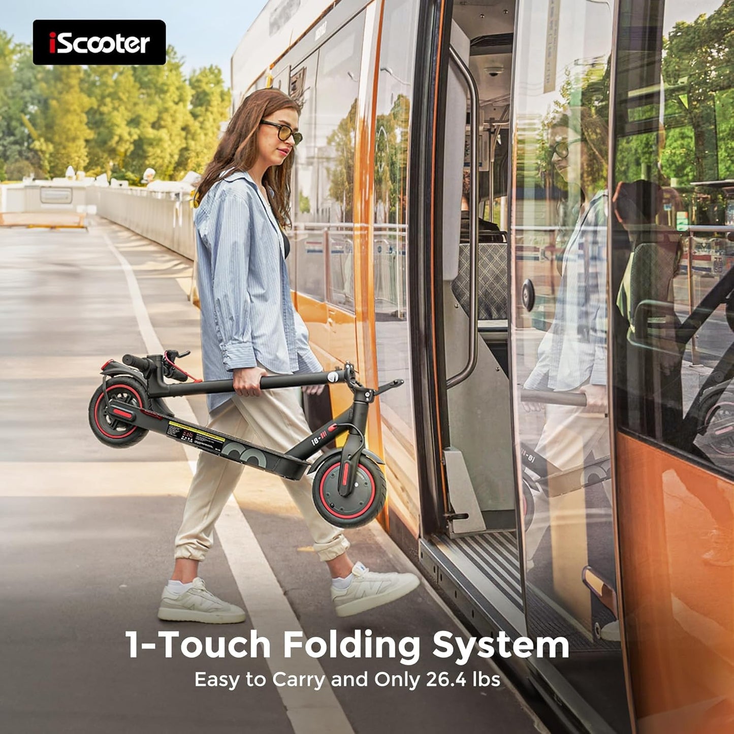 iScooter Electric Scooter, 12 Miles Long Range, 18 Mph Top Speed, Commuting Electric Scooter with Cuise Control, Double Braking Systems Escooter for Adults and Teens - i8