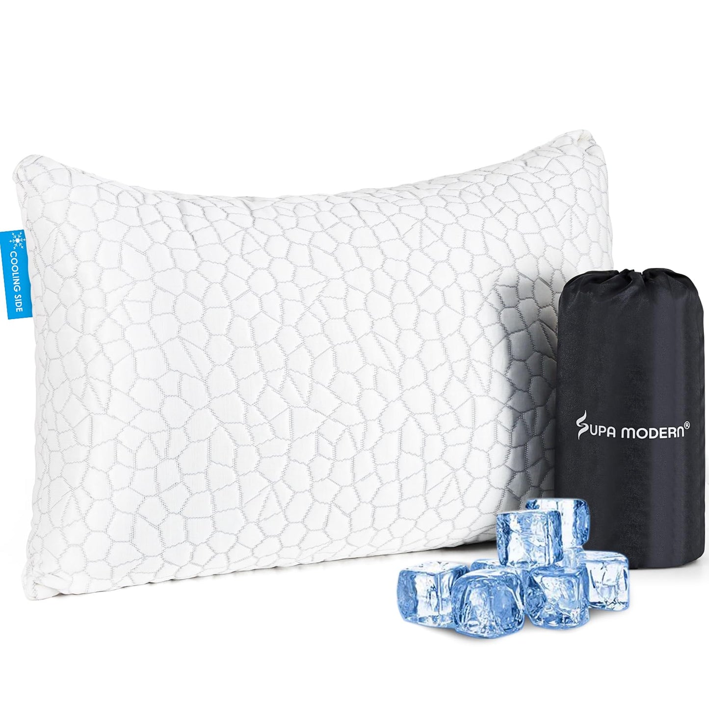 Cooling Bed Pillows for Sleeping 1 Pack Small Shredded Memory Foam Pillow Camping Pillow Travel Pillow - Compressible Medium Firm, Breathable Cover, ldeal Backpacking Hiking, Airplane and Car