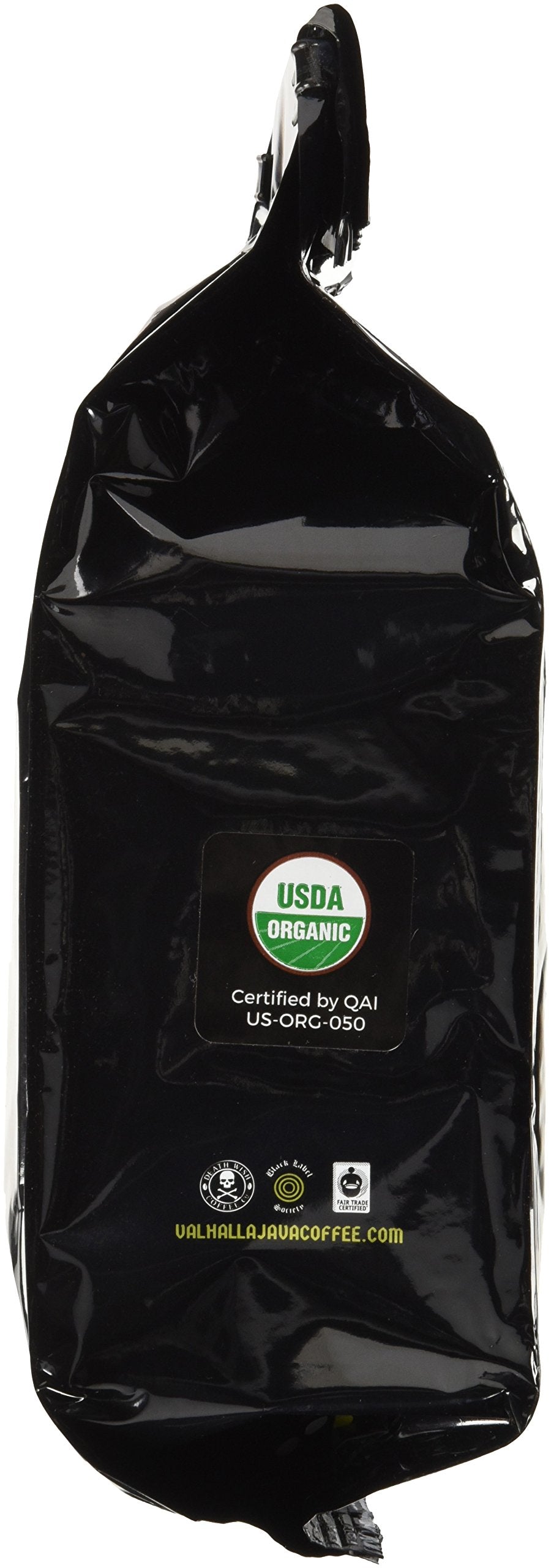 Death Wish Coffee Valhalla Java Dark Roast Ground Coffee, 12 Oz, Bold & Intense Blend of Arabica Robusta Beans, USDA Organic