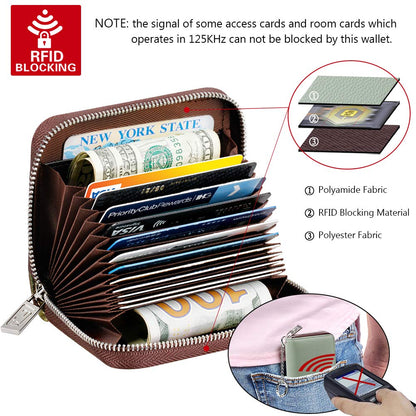 FurArt Zipper Wallet Women, RFID Blocking Credit Card Wallet, Business Card Holder, Compact Size KeyChain Wallet