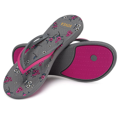 VOVEA Flip Flops For Women Non-Slip Bathroom Shower Shoes Cushion foam Indoor and Outdoor Sandals,Grey US 6