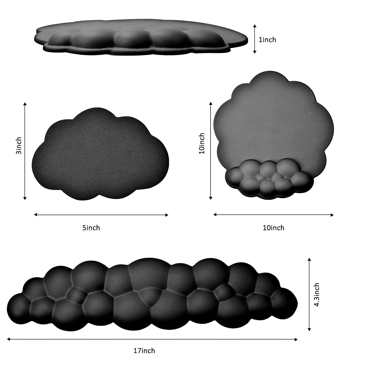 Cloud Keyboard and Mouse Wrist Rest Pad for Computer Arm Pain Relief- Ergonomic Wrist Support Mousepad with Non-Slip PU Base for Office, Gaming, and Home Use Anti-Fatigue