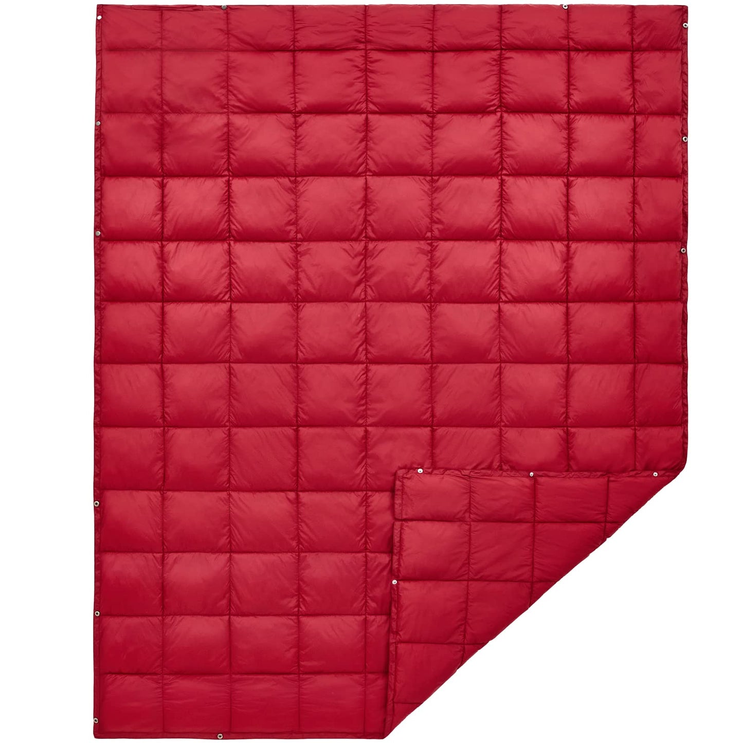 KingCamp Ultralight Camping Blanket, Packable Down Alternative Puffy Wearable Blankets Weatherproof Warm Package Quilt with Snap Buttons for Outdoor Hiking Travel Picnic Stadium (69"L x 53"W CRIMSON)