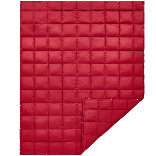 KingCamp Ultralight Camping Blanket, Packable Down Alternative Puffy Wearable Blankets Weatherproof Warm Package Quilt with Snap Buttons for Outdoor Hiking Travel Picnic Stadium (69"L x 53"W CRIMSON)