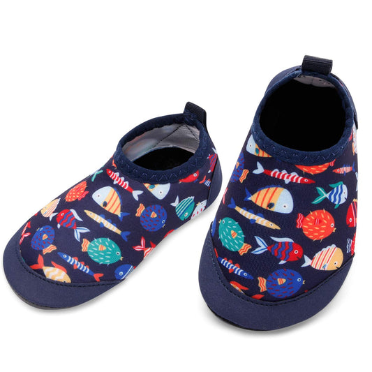 L-RUN Toddler Walking Shoes Barefoot Skin Aqua Socks Navy 0-6 Months=EU15-16