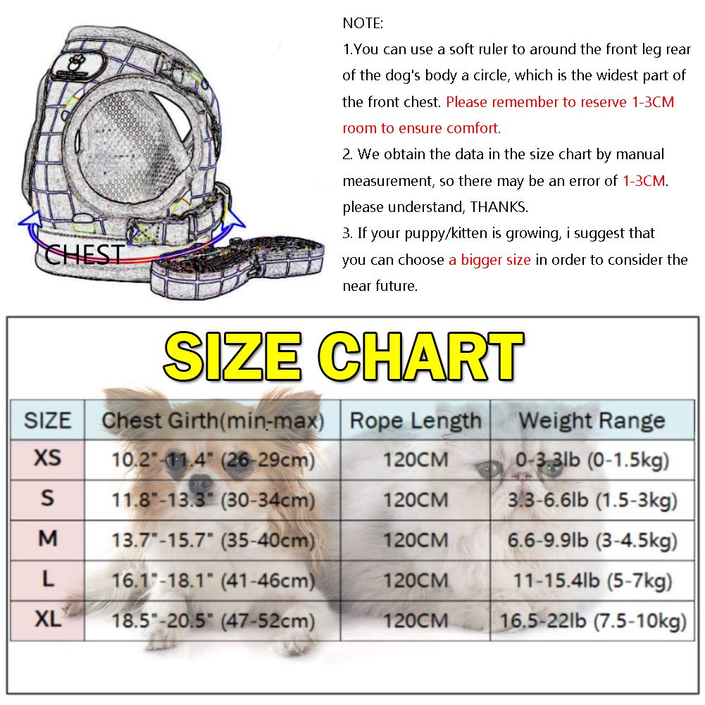 FEimaX Dog Harness and Leash Set, No-Pull Breathable Soft Mesh Puppy Vest Harness Reflective Adjustable Pet Harnesses for Small Medium Dogs and Cats - Outdoor Easy Control for Walking