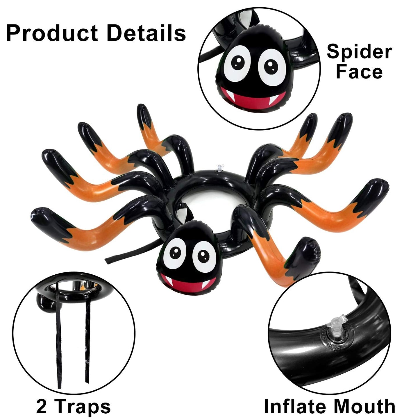 15 Pcs Inflatable Spider Ring Toss Game for Kids Halloween Inflatable Toss Game Party Toys Halloween Games School Carnival Party Supplies Indoor Outdoor Game for Kids Family (3 Spider, 12 Rings)