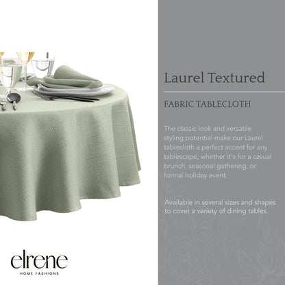 Elrene Home Fashions Laurel Solid Texture Water and Stain Resistant Tablecloth, 70" Round, Sage