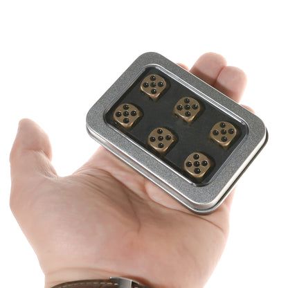 6 Sided Metal Brass Dice with Black Pips, Tables Board Game Dice, 6pcs Solid Gift Brass Dice, Tabletop Games Set for Poker Party Playing Games