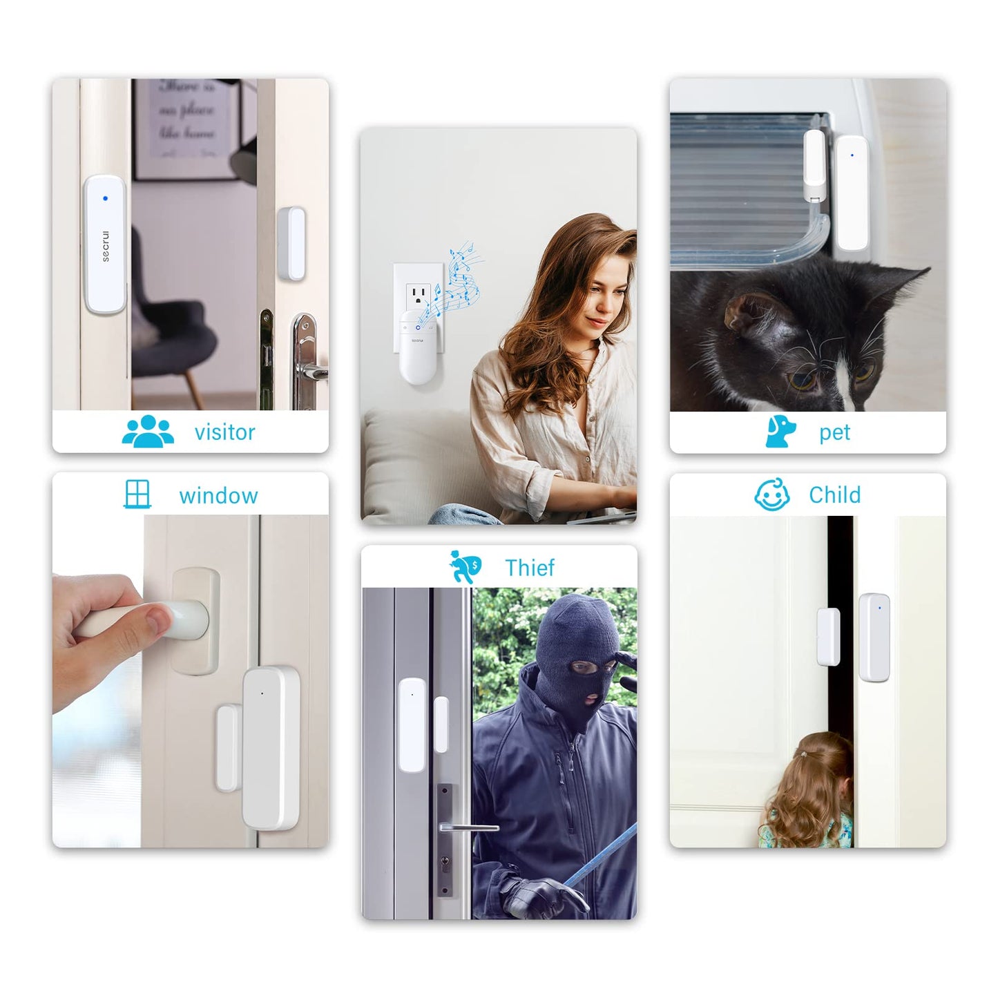 Door Chime, Door Sensor Chime for Door Opens – Door Ringer with 500ft Operating Range 52 Chime Adjustable Volume Mute Mode LED Indicators –Entry Alert Chime for Business/Home/Office