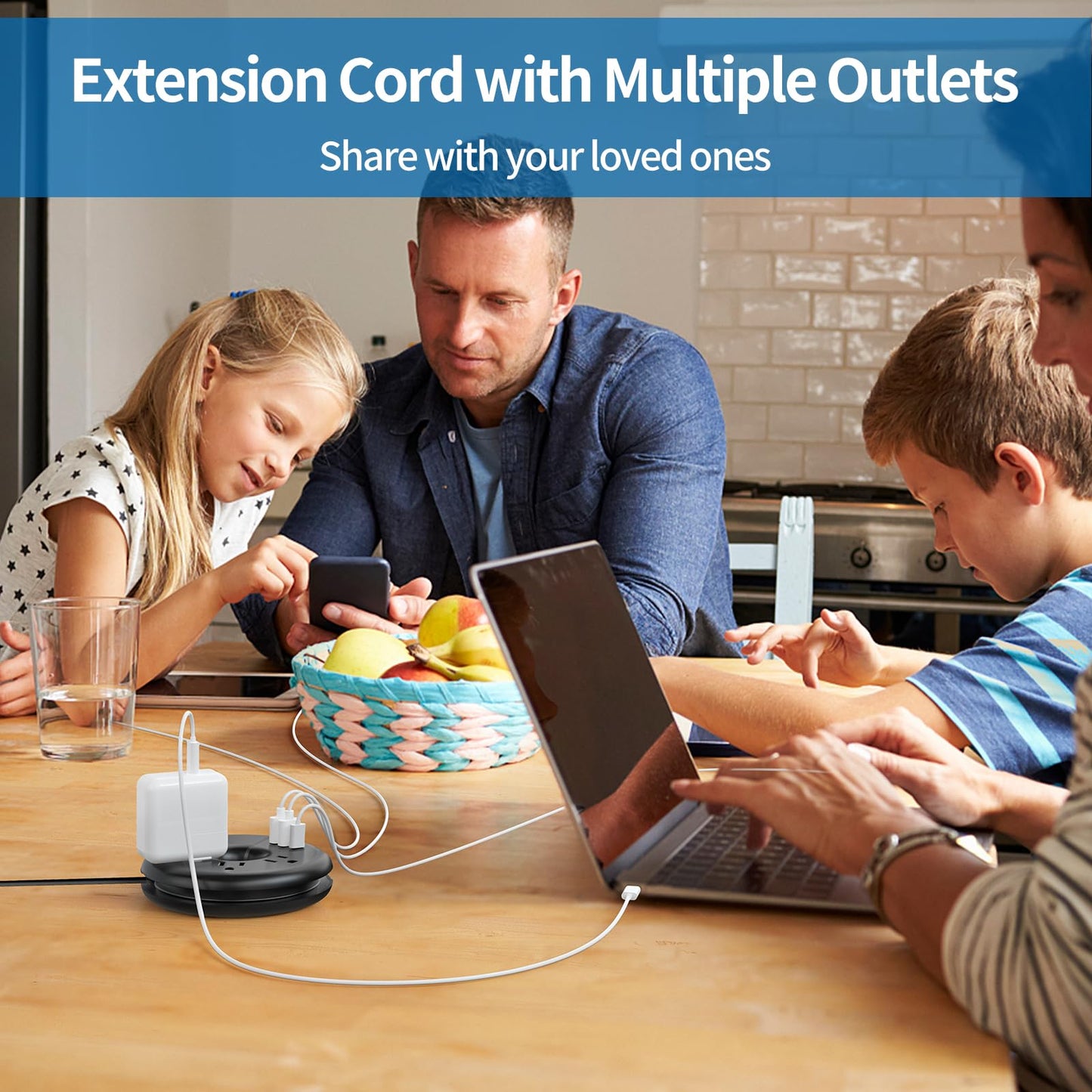 i Donut Travel Power Strip, NTONPOWER Portable Desktop Charging Station 3 USB Without Surge Protector Short Extension Cord 3.28ft Compact for Home, Office, Cruise Ships, Business Trip, Hotels, Black