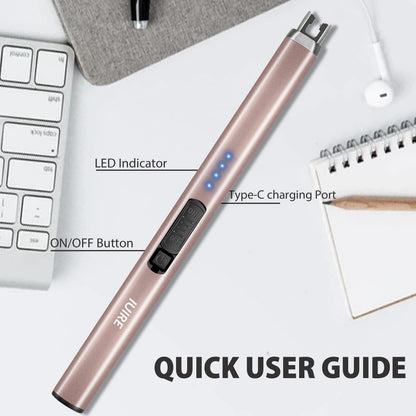 IUIRE Candle Lighters Electronic Arc Windproof Flameless USB Rechargeable Lighter (2 Pack - Black&Rose Gold)