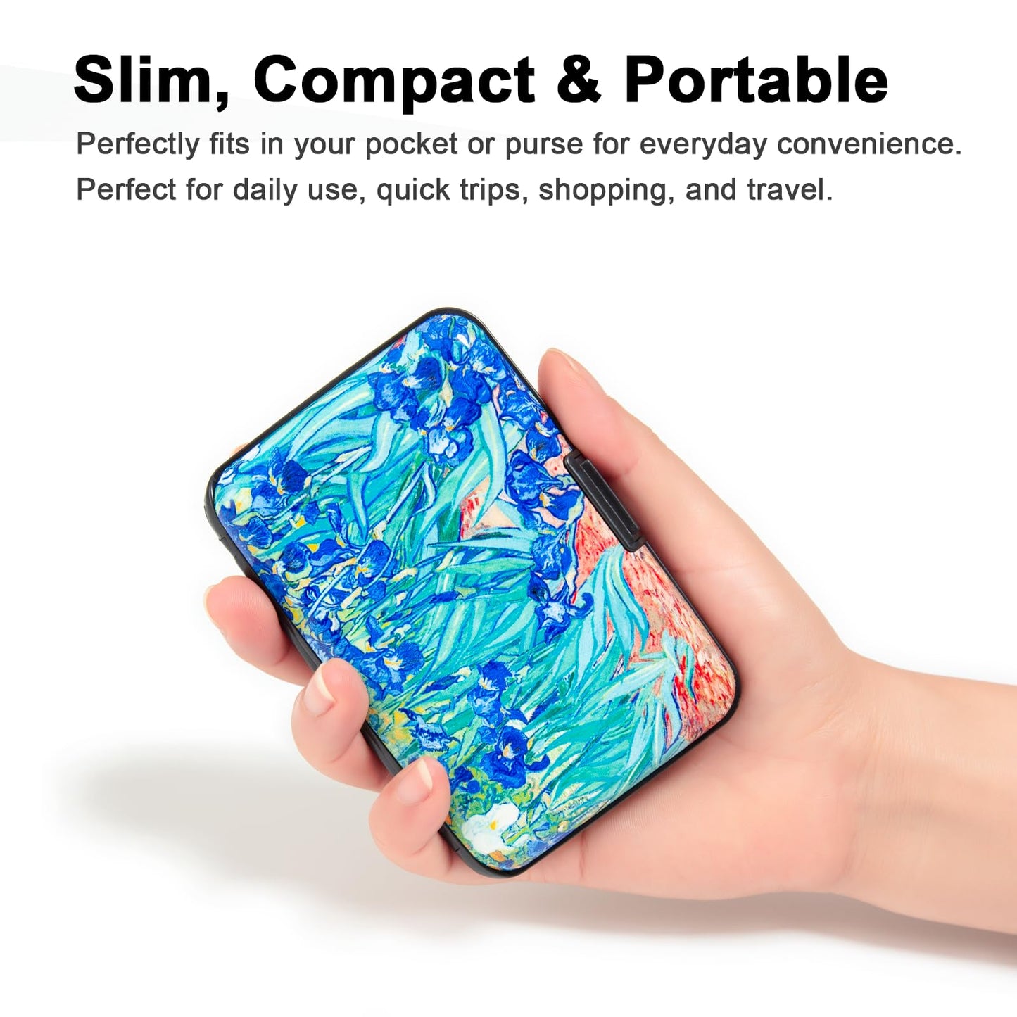 Kaabao Credit Card Holder Small RFID Blocking Wallet Business Metal Slim Mini Aluminum Hard Case for Women Men Gift (Lrises)