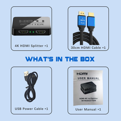 4K HDMI Splitter 1 in 2 Out Mirror Display Not Expand, Dual HDMI Splitter Hub to Dual Monitors Multi-Scree Displays Audio Synchronization, Compatible for MacBook Laptop Desktop PC Graphics Card TV