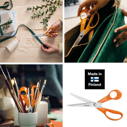 Fiskars Universal Scissors for Handcraft, Sewing and Office Work, Classic, Length: 21 cm, for Right-Handers, Orange, 1005148