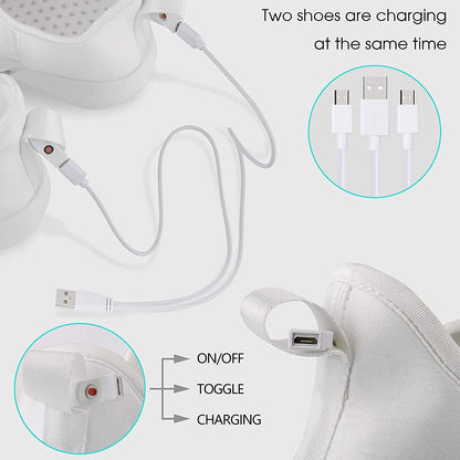 LED Fiber Optic Shoes Light Up Sneakers for Women Men Luminous Trainers Flashing Sneakers for Festivals, Christmas, Halloween, New Year Party with USB Charging, White 41