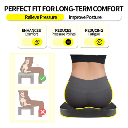 LARROUS Car Seat Cushion - Comfort Memory Foam Seat Cushion for Car Seat Driver, Tailbone (Coccyx) Pain Relief, Car Seat Cushions for Driving (Black)