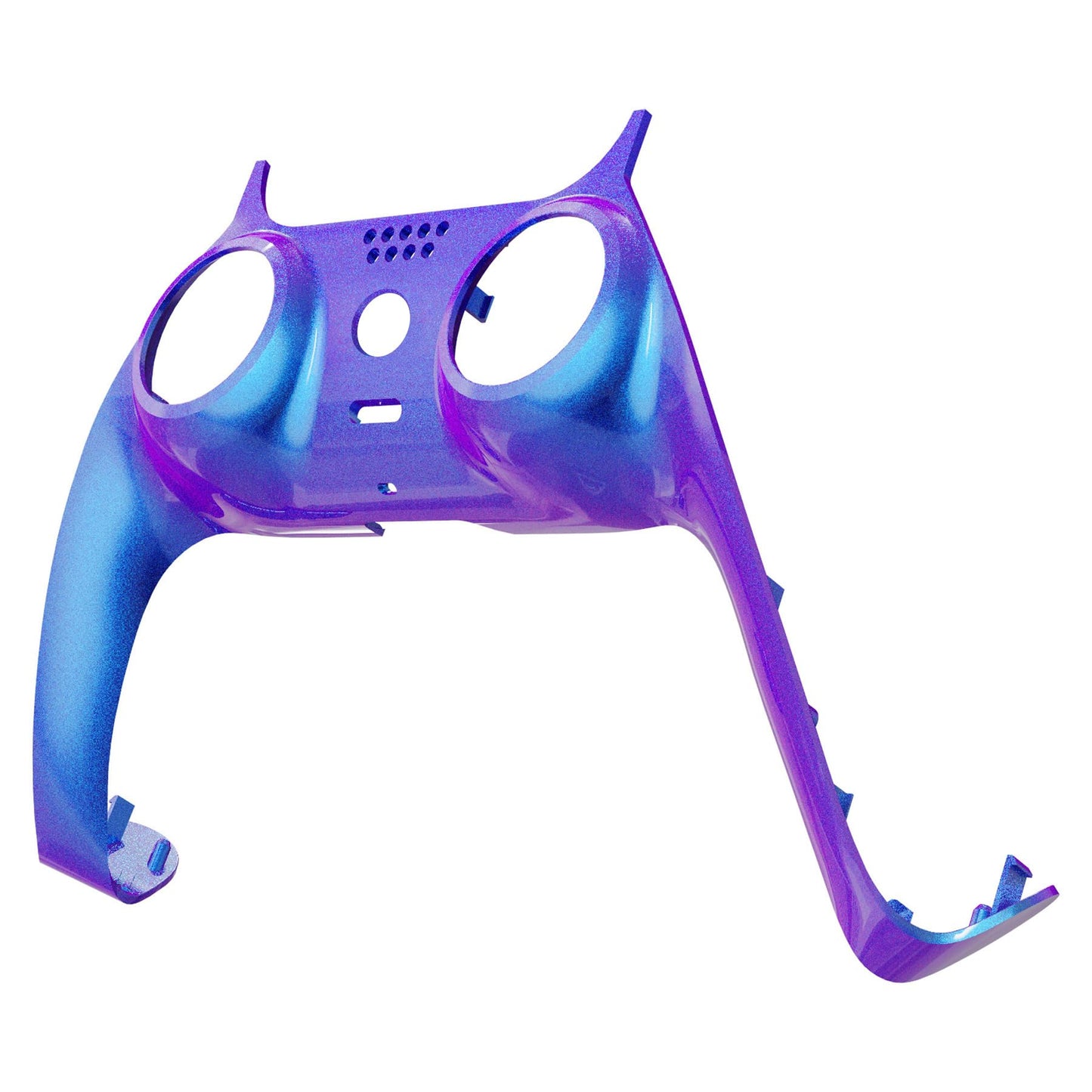 eXtremeRate Chameleon Purple Blue Glossy Decorative Trim Shell Compatible with p s 5 Controller, DIY Replacement Clip Shell, Custom Plates Cover Compatible with p s 5 Controller with Accent Rings