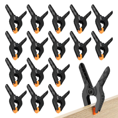 16 Pack Small Spring Clamps, 3.5 Inch Heavy Duty Clamps for Backdrop Stand, Plastic Clips for Crafts and Backdrop Clips for Crafts, Woodworking, Photography, Outdoor