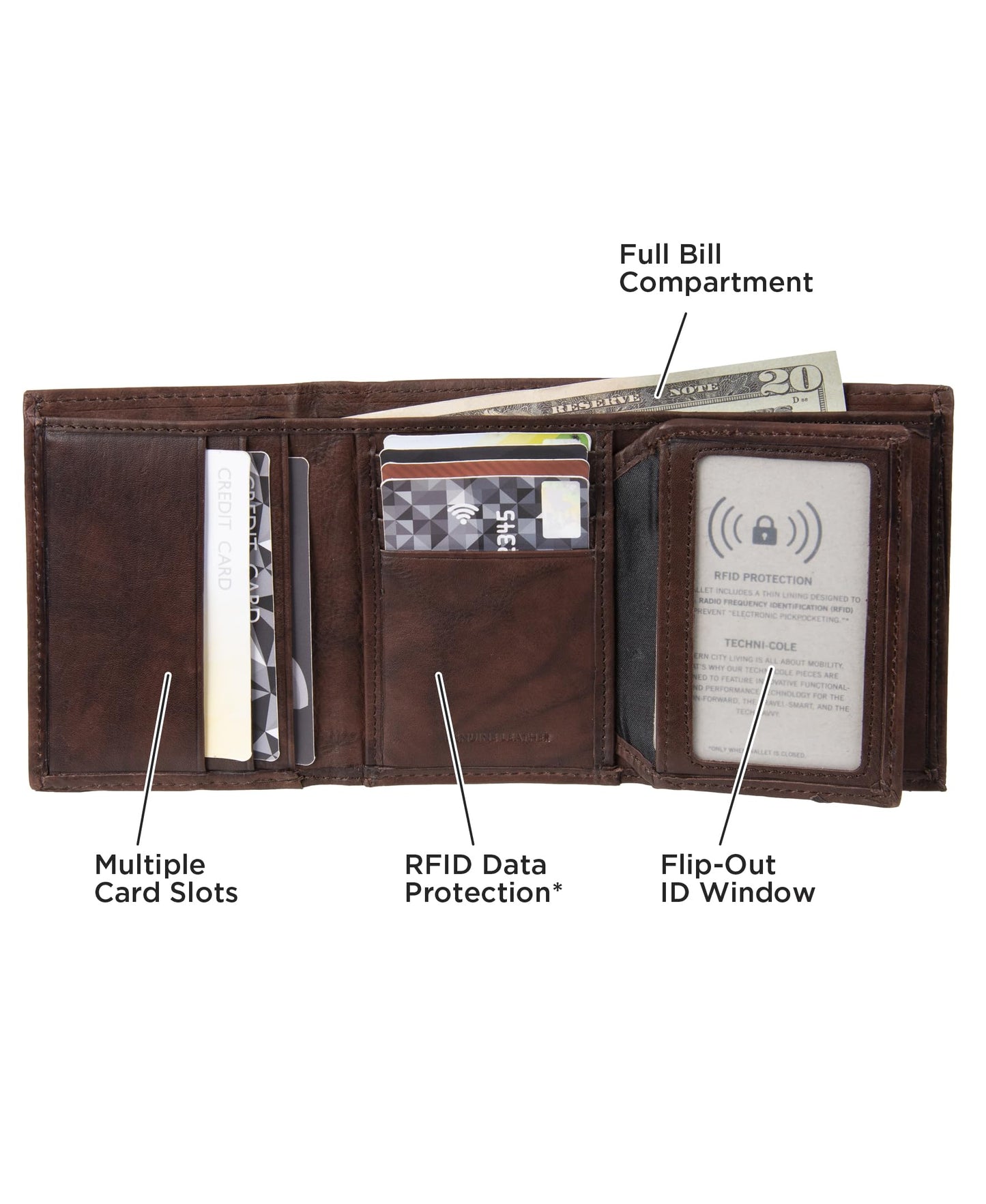 Kenneth Cole REACTION mens - Rfid Genuine Leather Slim Trifold With Id Window and Card Slots Wallet, Brown, One Size US