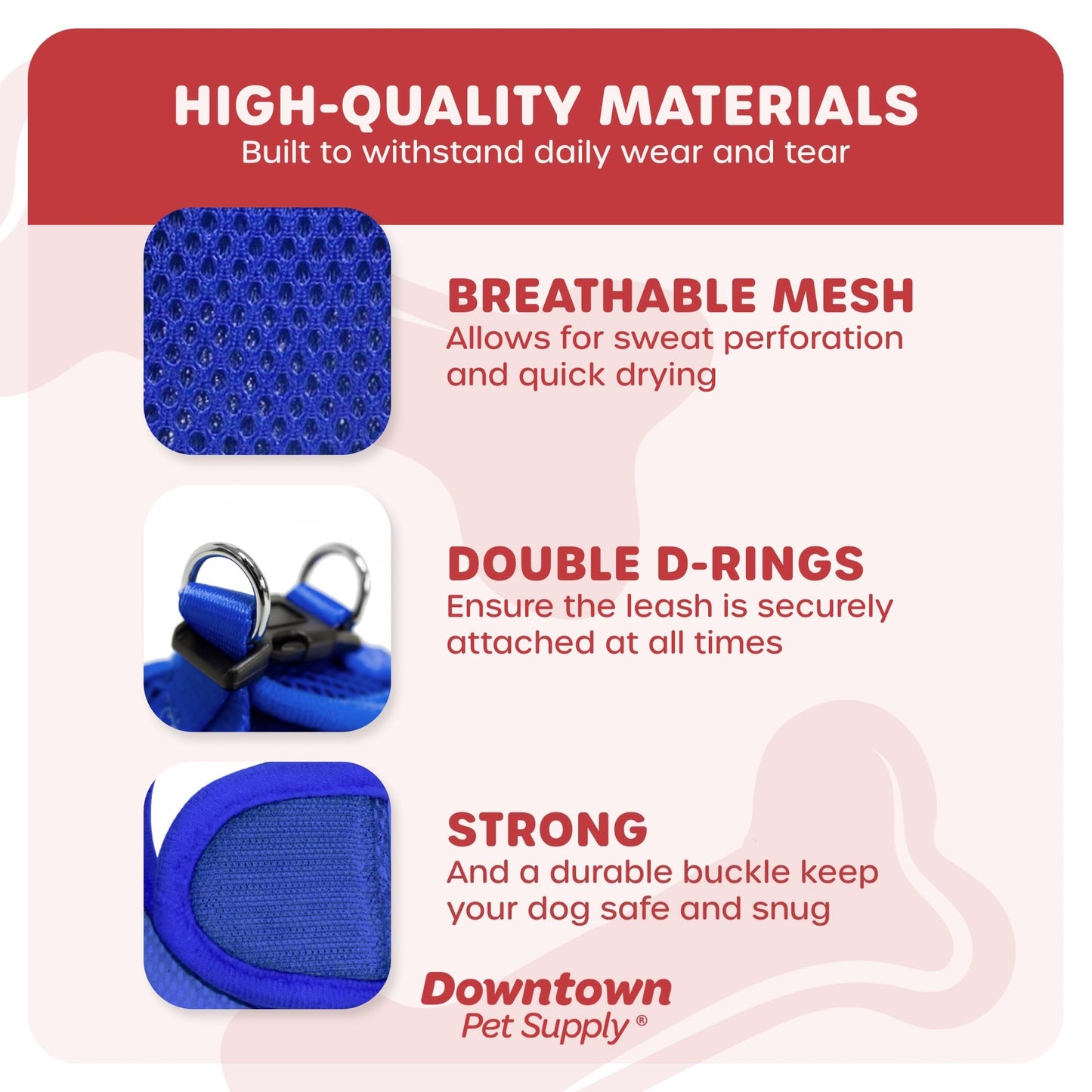 Downtown Pet Supply Step in Dog Harness for Small Dogs No Pull, Small, Blue - Adjustable Harness with Padded Mesh Fabric and Reflective Trim - Buckle Strap Harness for Dogs