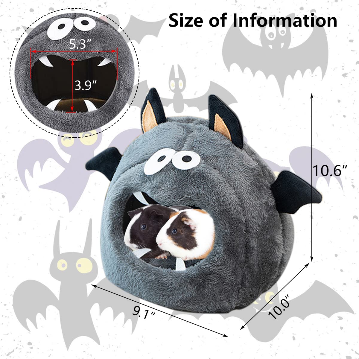 CooShou Guinea Pig Bed Hideouts Warm Small Animal Pet Beds Monster Hamster Bed House Accessorie for Guinea Pig Chinchilla Hedgehog Hamster