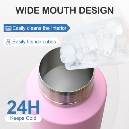 KEWIXY Insulated Dog Travel Water Bottle With Detachable Bowls, 3 In 1 Portable Dog Water Bottle Dispenser, Dog Accessories For Walking, Hiking, Camping, Outdoor (Pink-purple, 32 Oz)