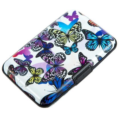 Kaabao Credit Card Holder, RFID Blocking Small Metal Credit Cards Holder Wallet for Women Men Business Aluminum Protector Sleeves Slim Case (Butterflies)