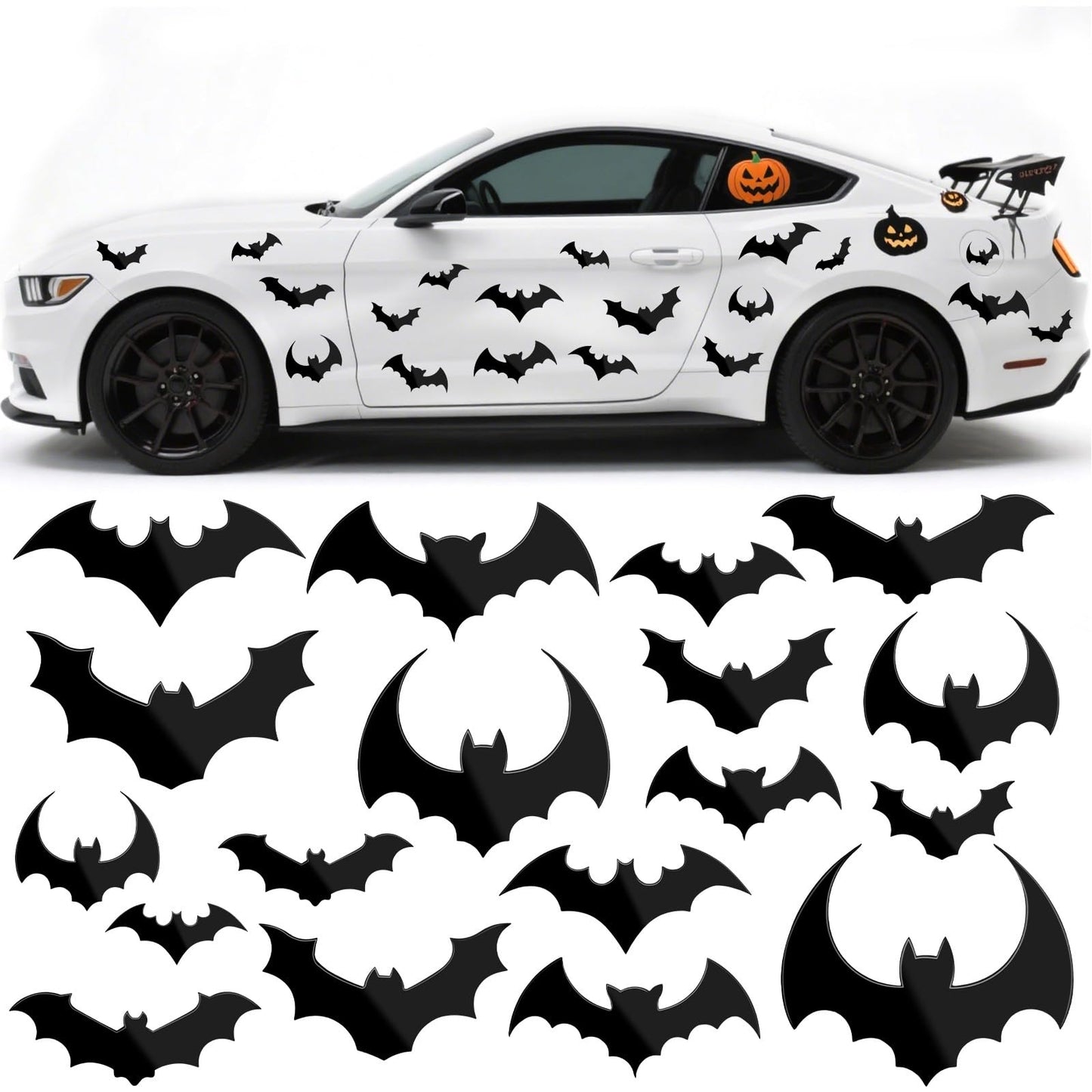 JULMELON 22pcs Halloween Car Magnets, Black Bat Decorations for Halloween Party Supplies Fridge Car Garage Door Cruise Decor