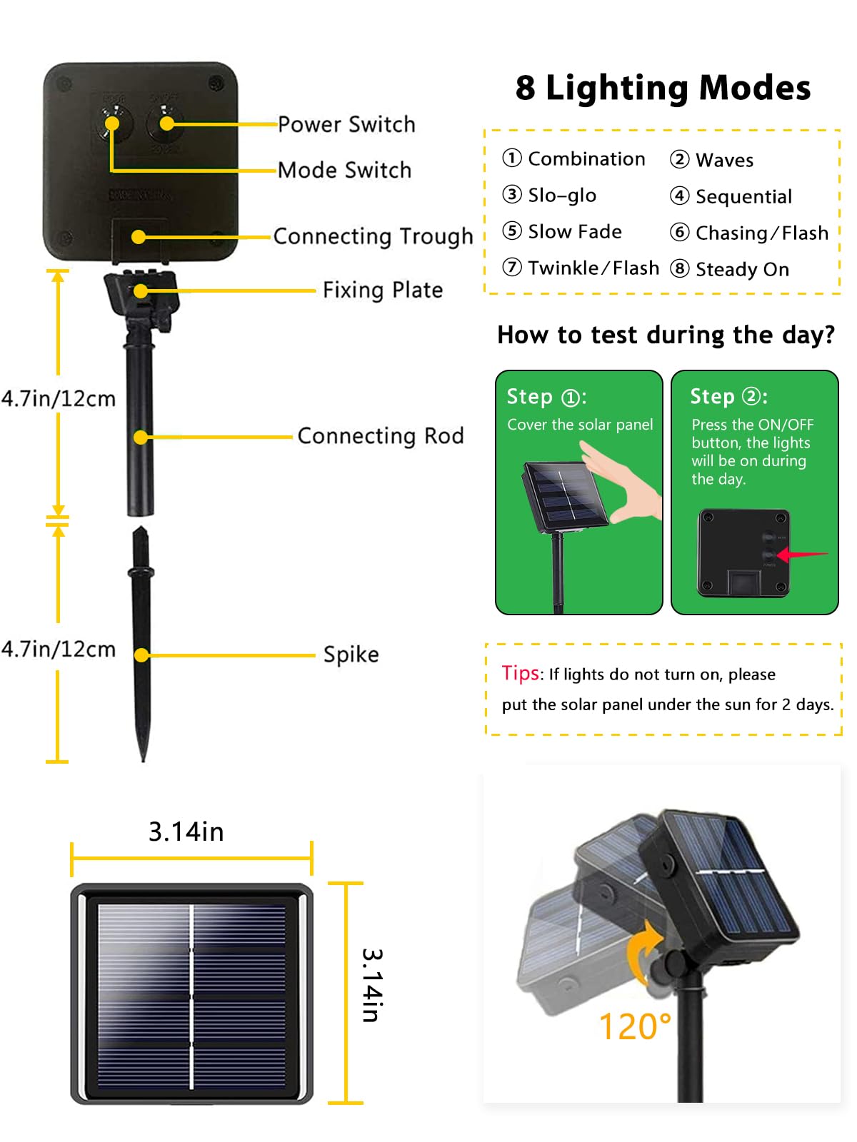 2 Pack 200 LED Solar String Lights for Outside, Solar Christmas Lights Outdoor Waterproof, Solar Outdoor String Light with 8 Lighting Modes for Xmas Tree Wedding Party Garden Decorations (Warm White)